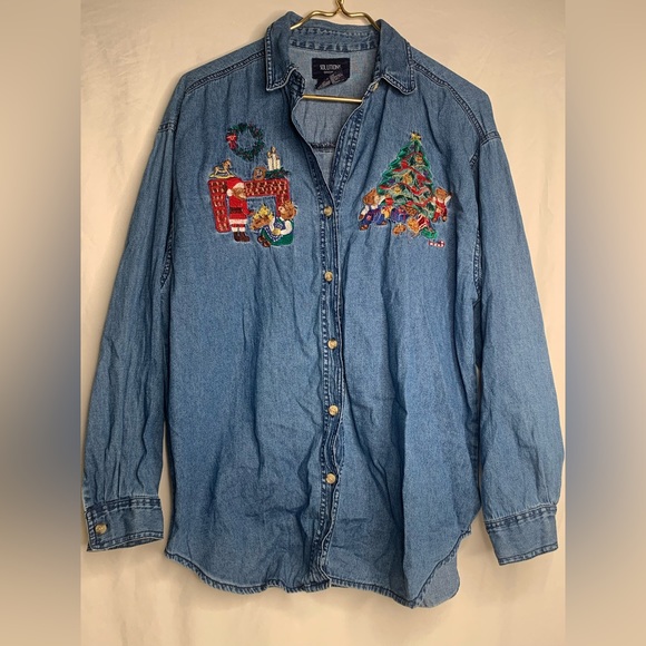Vintage Denim Christmas Button Up - Picture 1 of 6